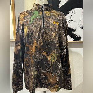 Under Armour Large Camo Mossy Oak Breakup Long Sleeve 1/4 Zip Shirt Hunting